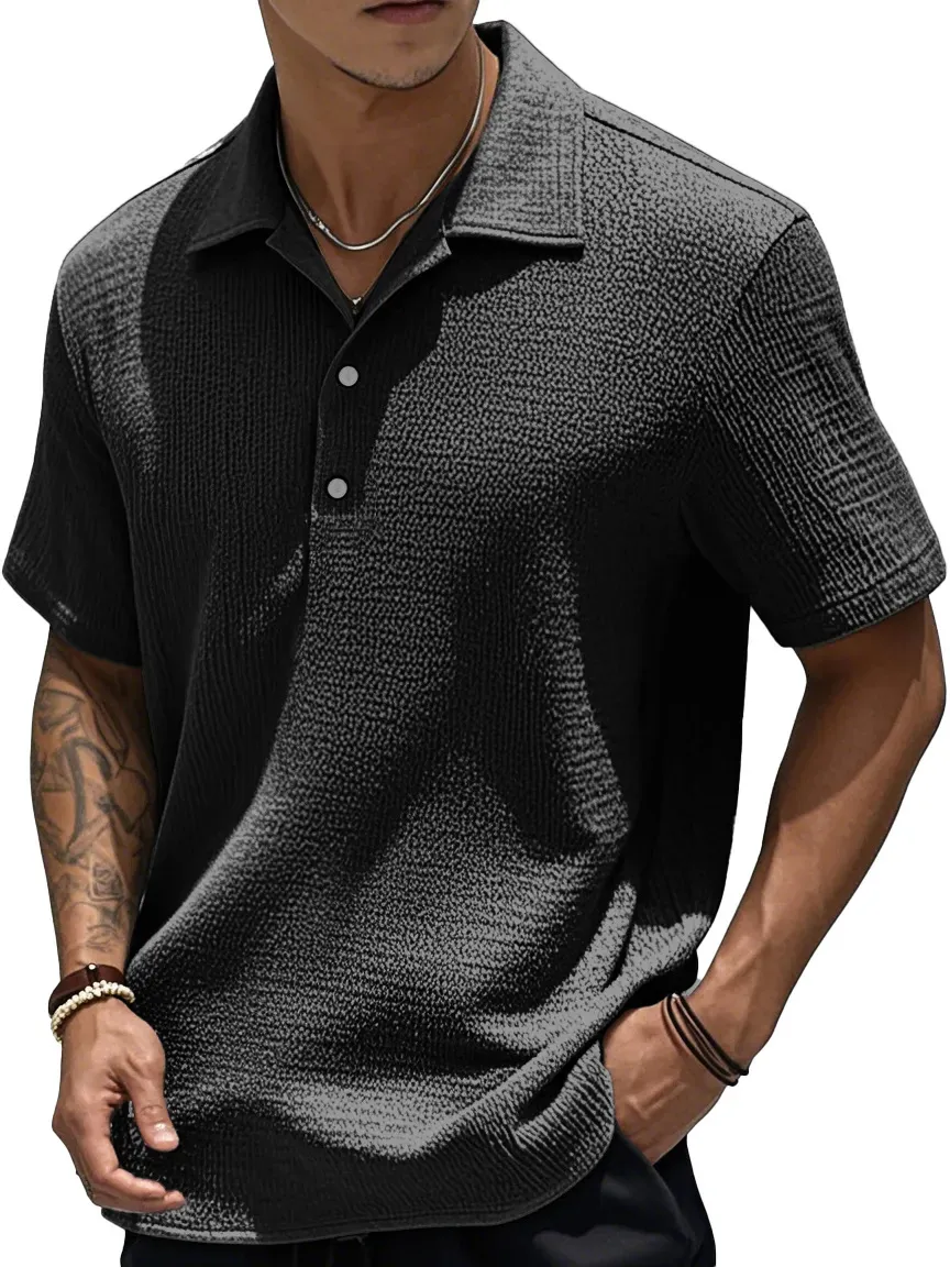 Textured Short Sleeve Button Front Shirt