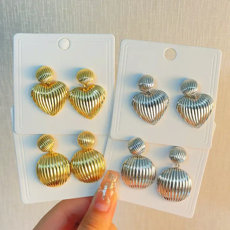 Vintage Statement Heart Metal Earrings