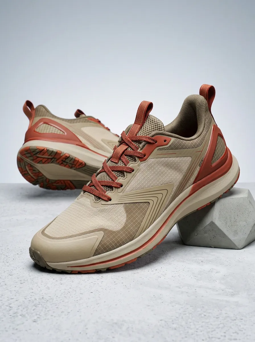 Men's Outdoor Sport Beige and Rust Printed Running Shoes