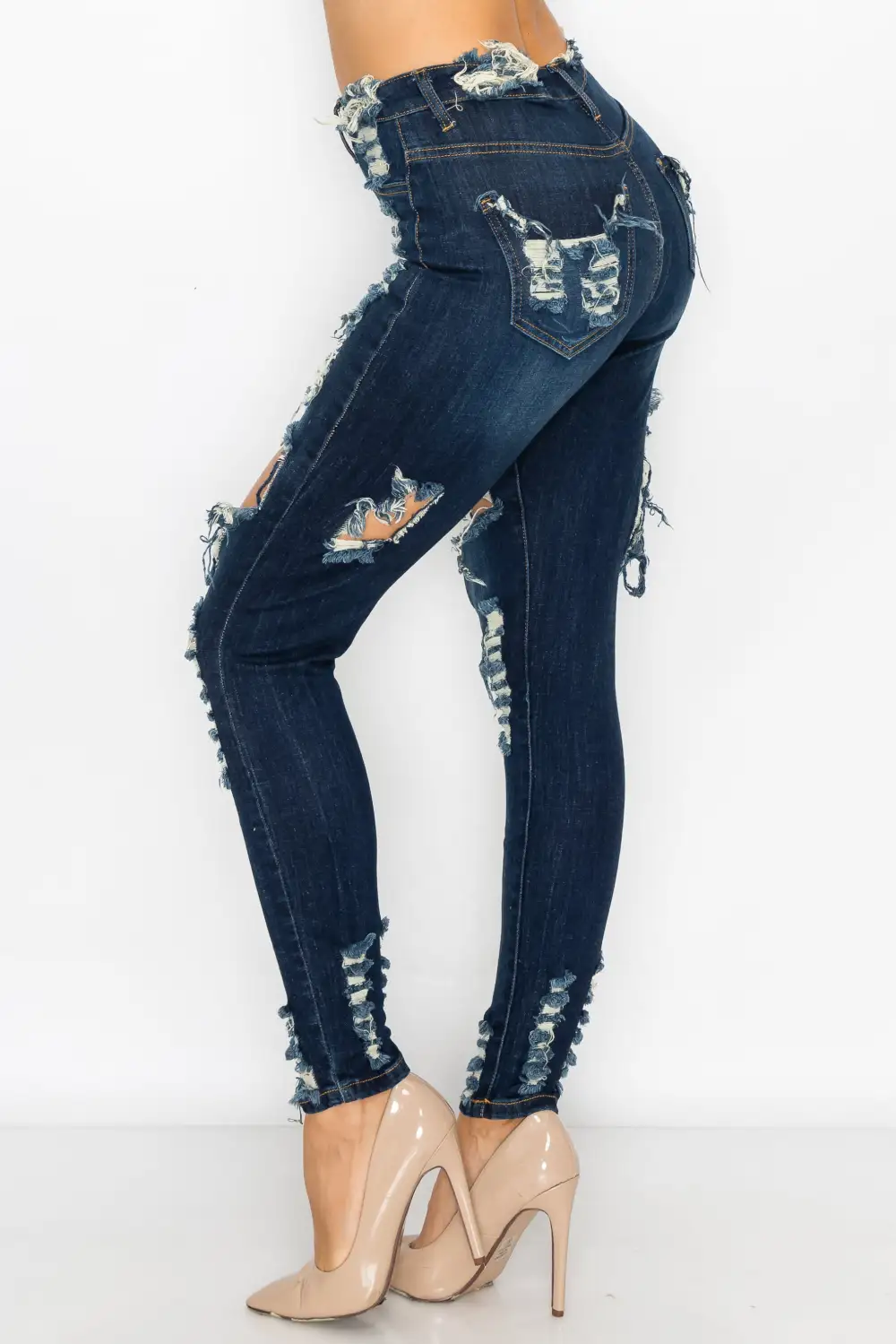 High-Waist Skinny Cargo Jeans