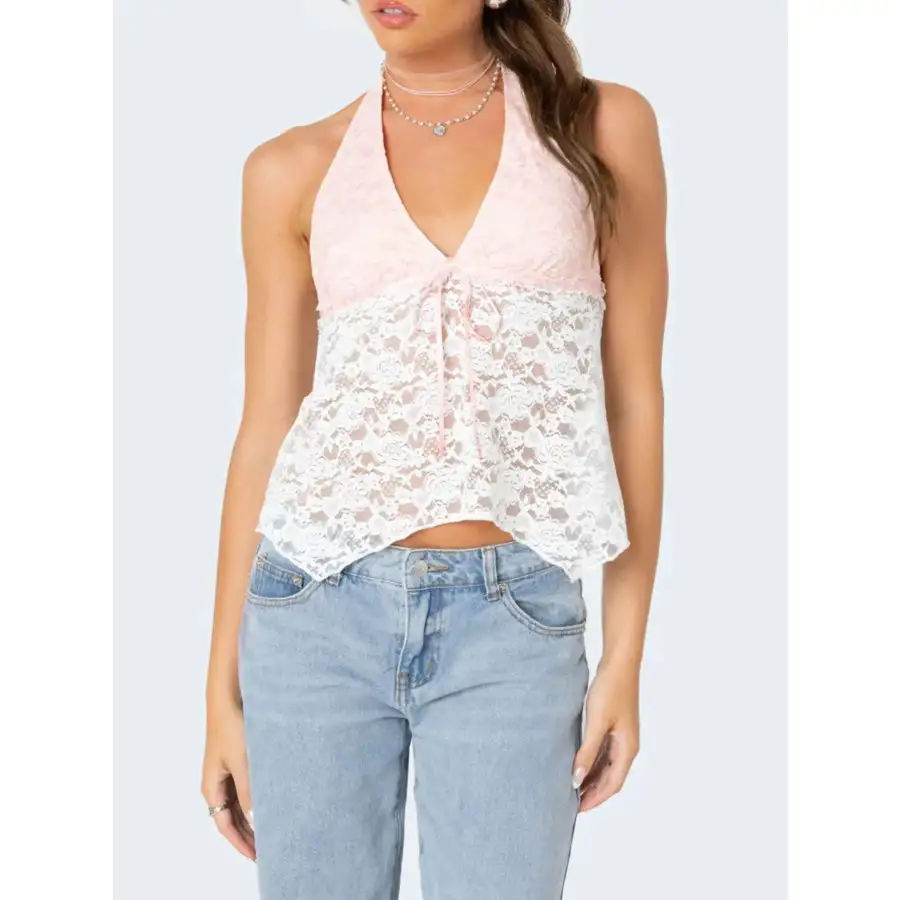 Lace Halter Neck Camisole Top