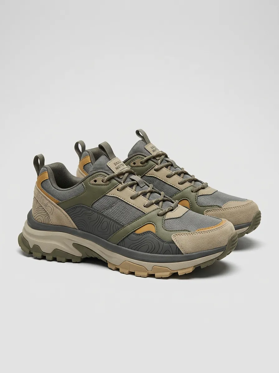 Outdoor-Inspired Profile Hiking-Inspired Topographic Casual Sneakers
