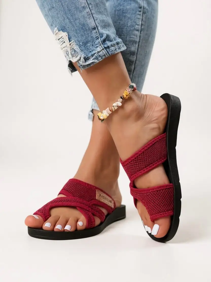  Mesh Cross Strap Comfort Slide Sandals Apparel