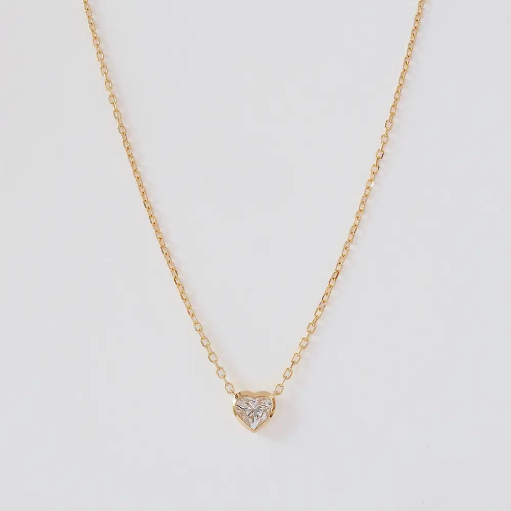 Classic Diamond Solitaire Heart Necklace