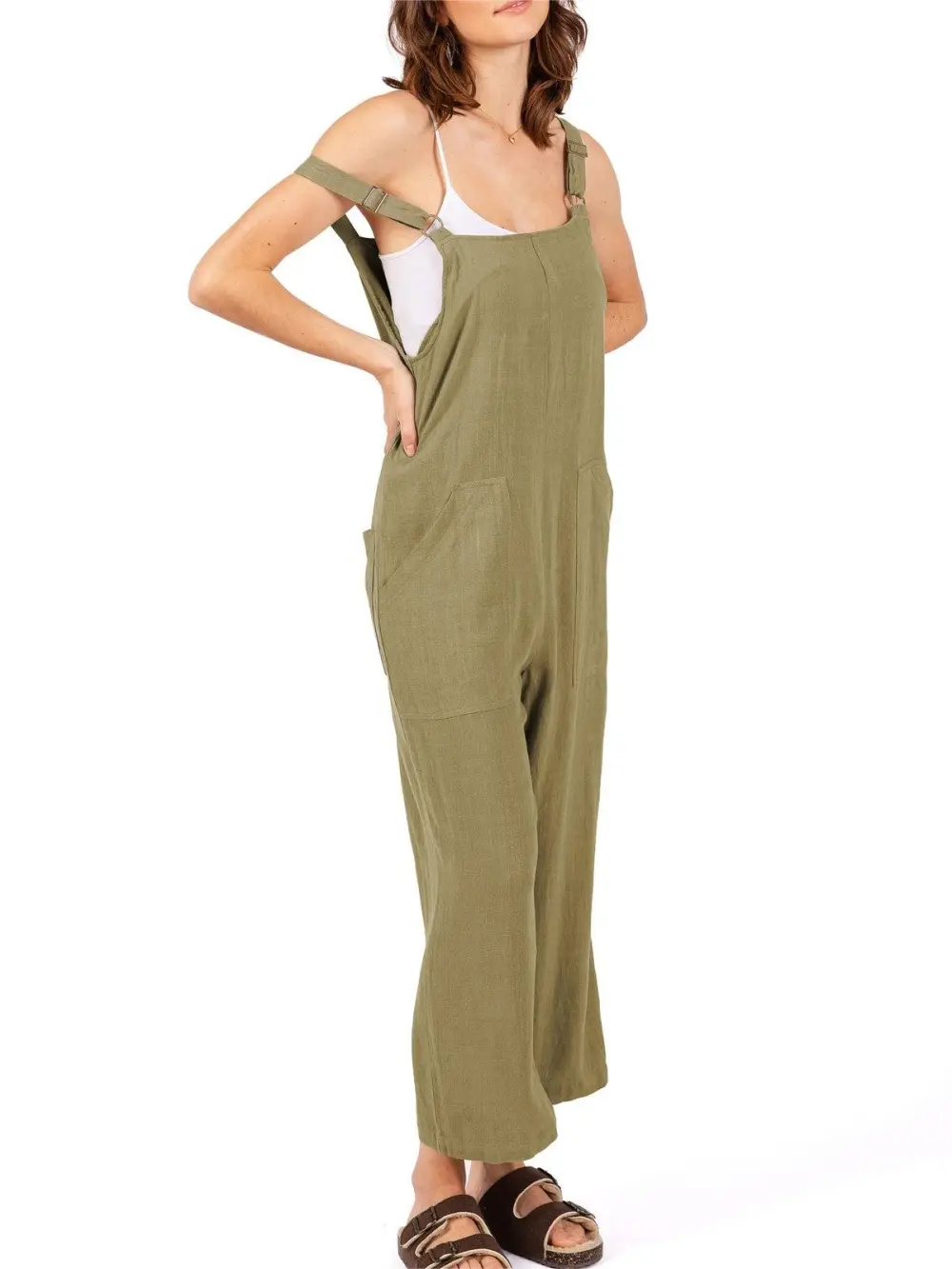 Crop Wide-Leg Linen Jumpsuit