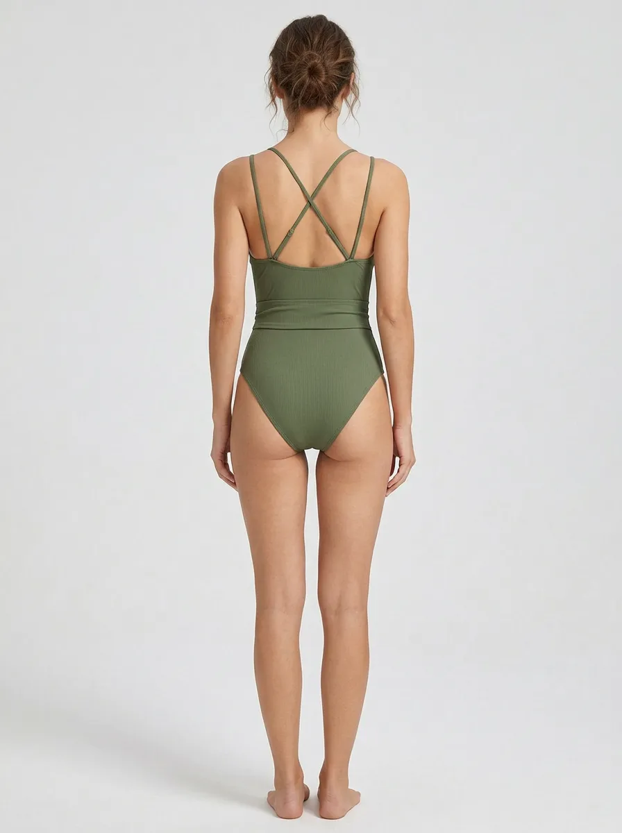 Women's Classic O-Ring Cutout Ribbed One-Piece Swimsuit
