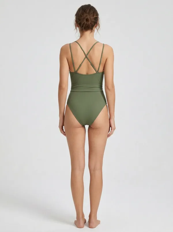 Women's Classic O-Ring Cutout Ribbed One-Piece Swimsuit
