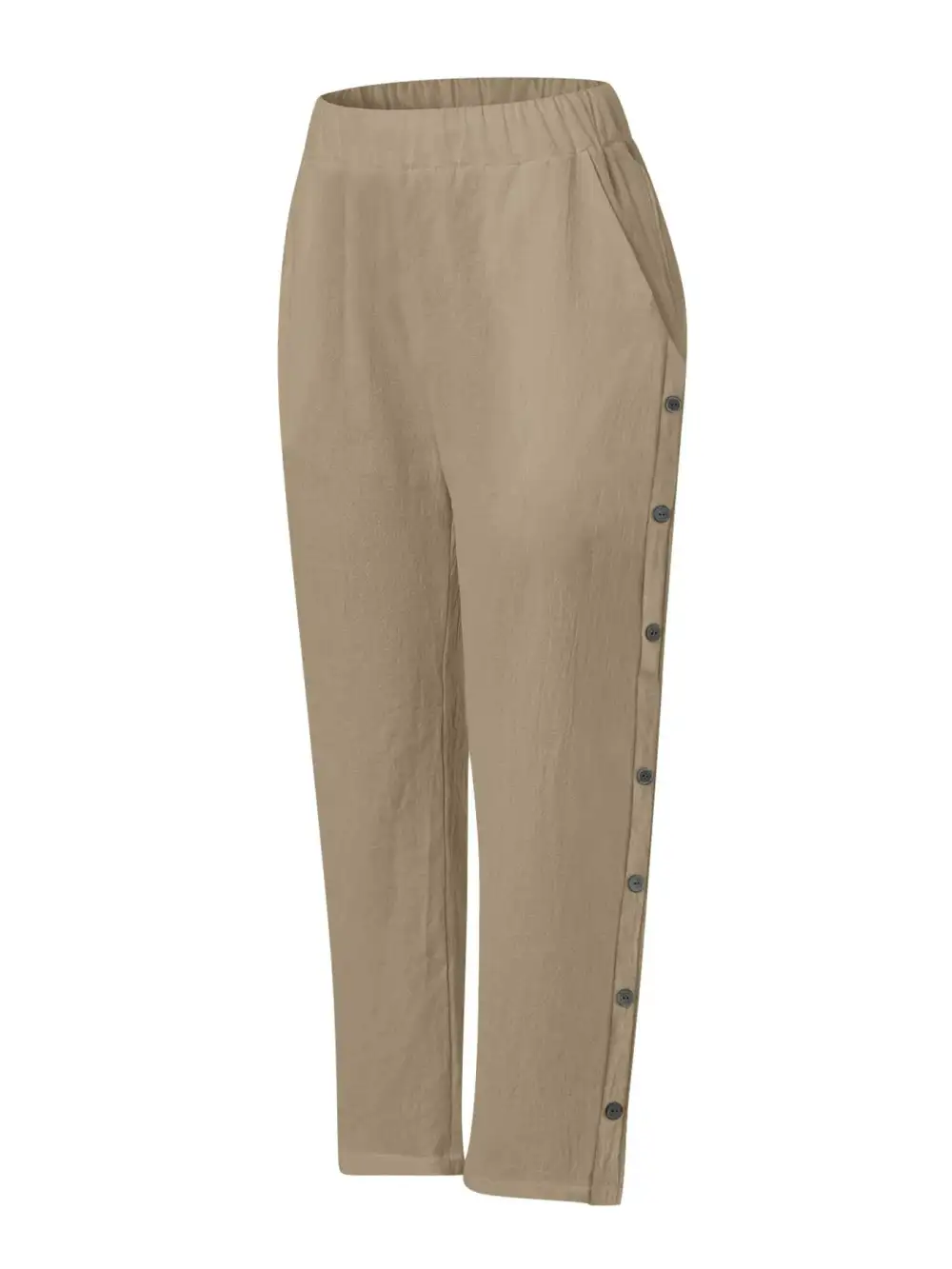 Wide Leg Button Detail Pocketed Pants