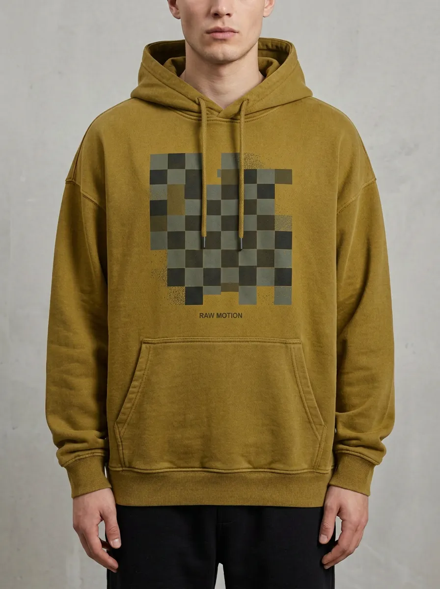 Relaxed Checkered Men's Graphic Hoodie