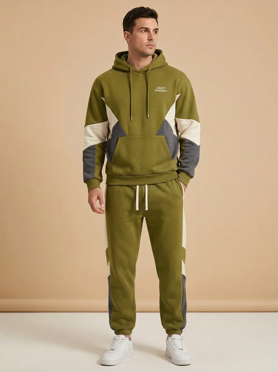 Men's Casual Quiet Energy Colorblock Print Jogger Set