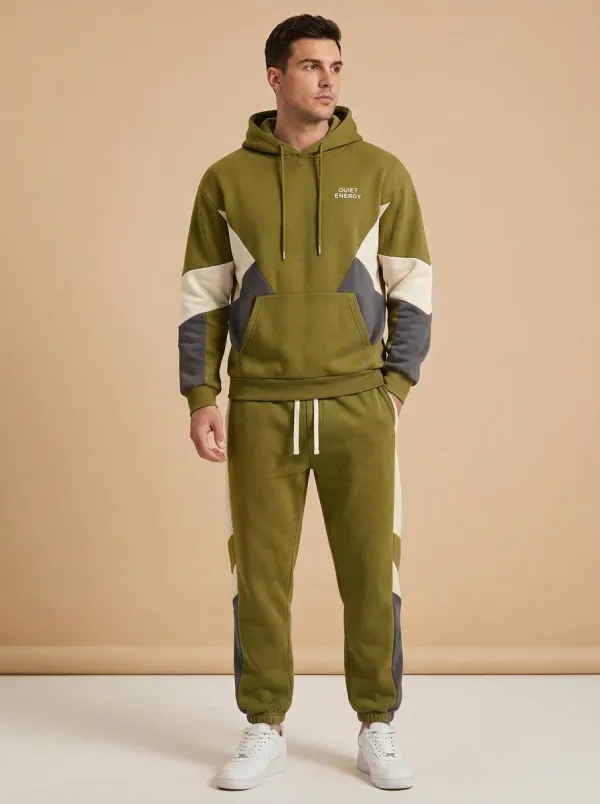 Men's Casual Quiet Energy Colorblock Print Jogger Set