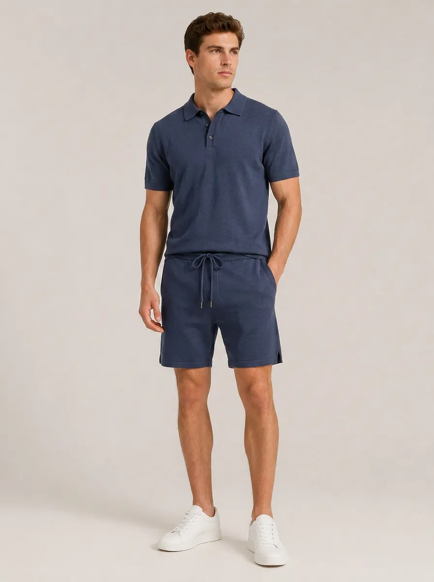 Men's Clean Polo Shirt And Shorts Sports Set
