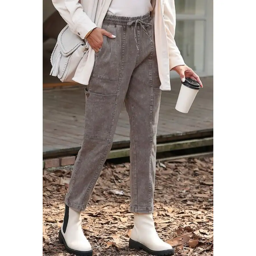 Drawstring Straight Pants with Pockets