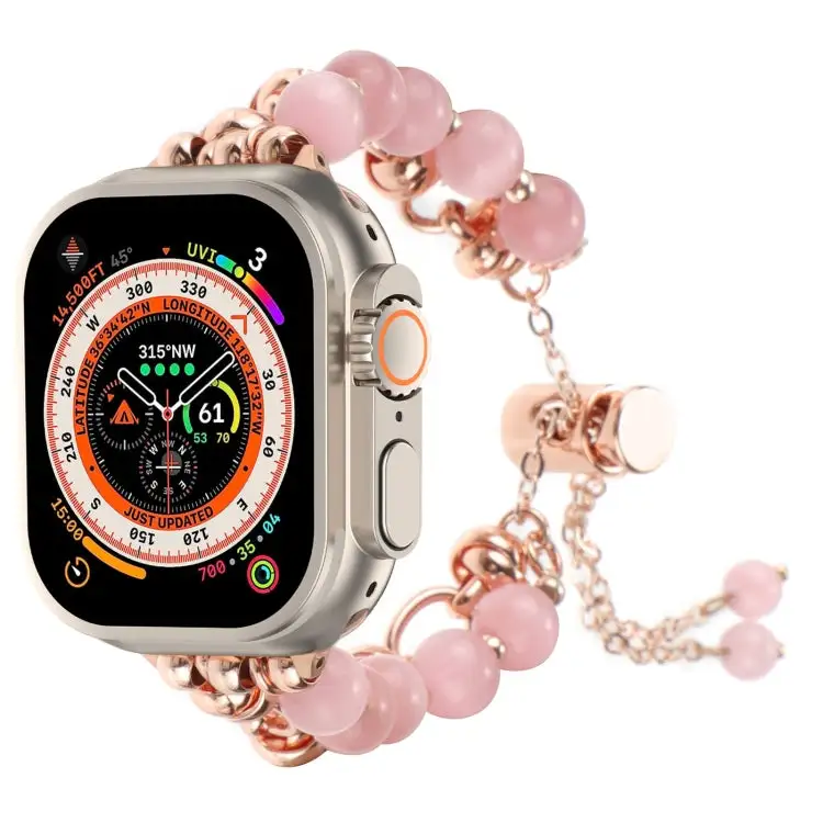 Clean-Lined Pearl-Detail Chain Bracelet Watch Band