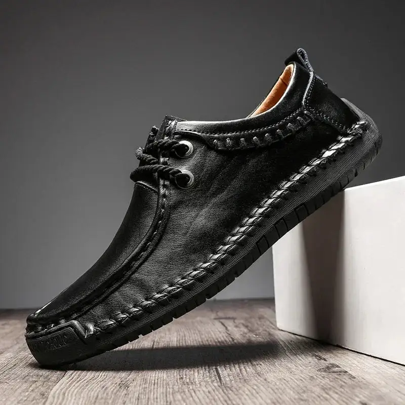 Hand-Stitched Leather Casual Loafers