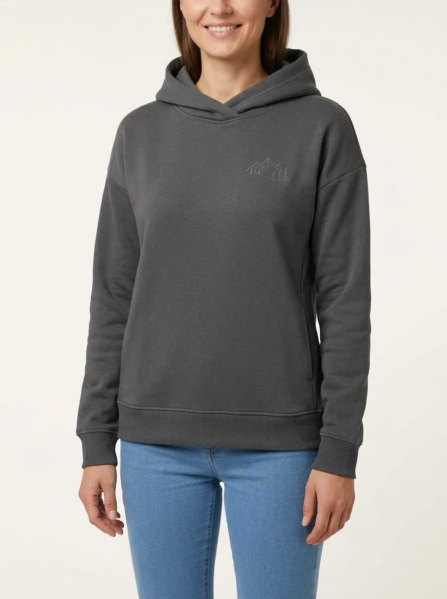 Women's Mountain-Line Crossover-Neck Side-Pocket Hoodie