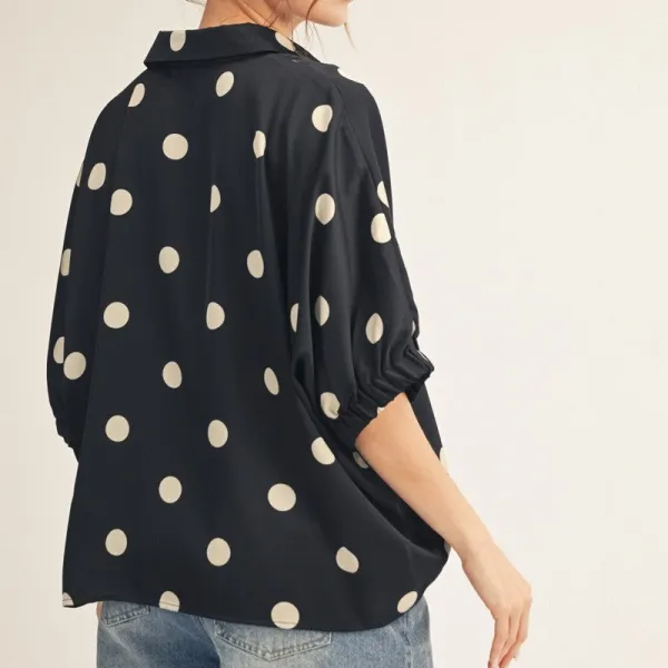 Textured Polka Dot Satin Top