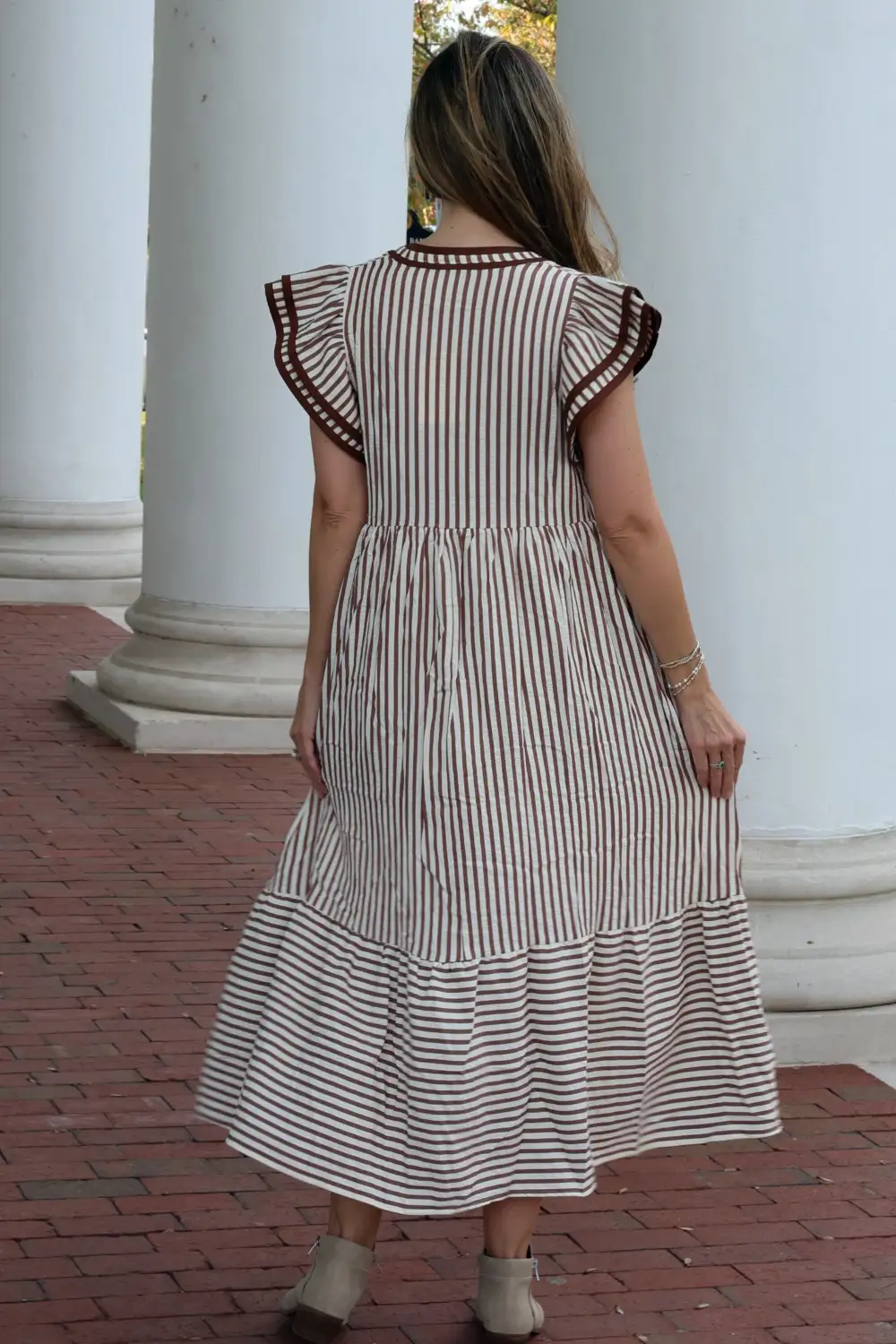 Striped Tiered Ruffle Detail Dress
