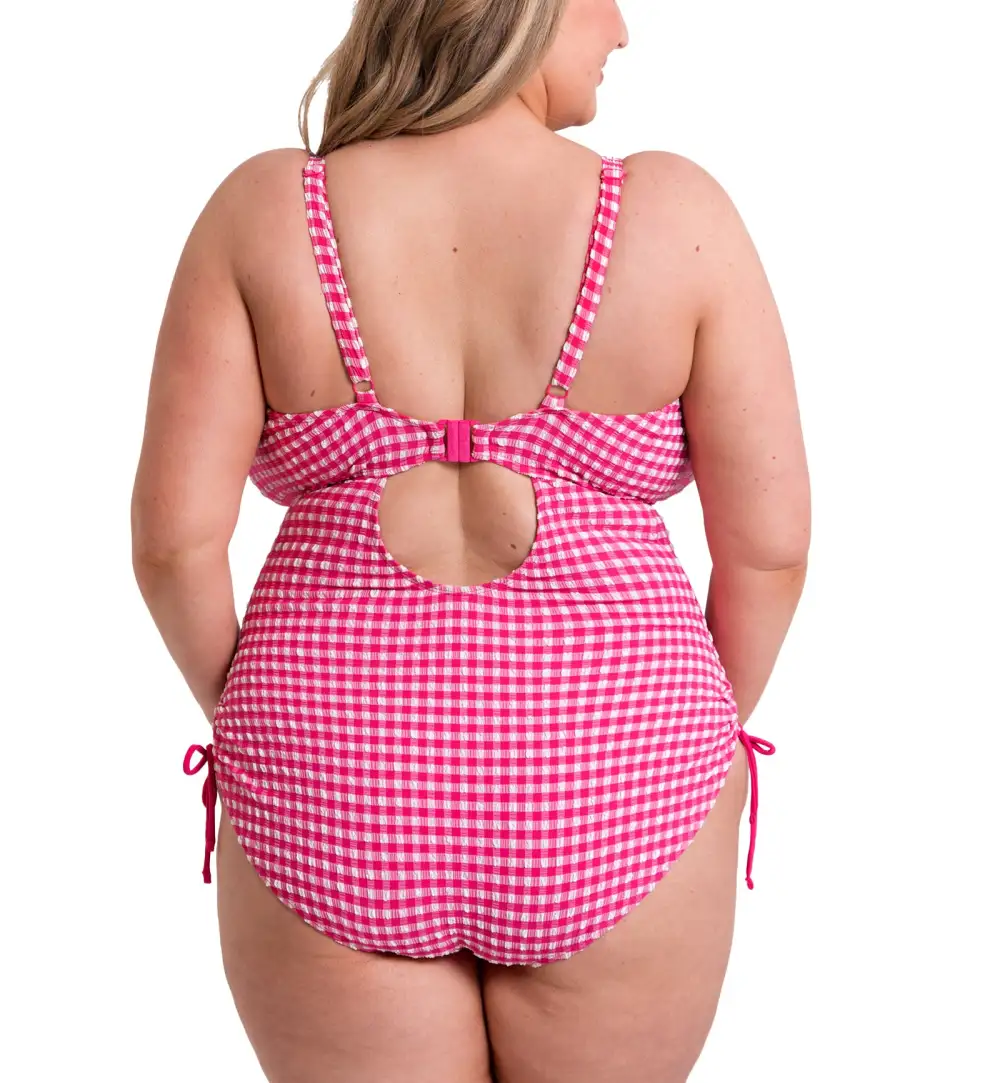Check-Print Wire-Free One-Piece Swimsuit