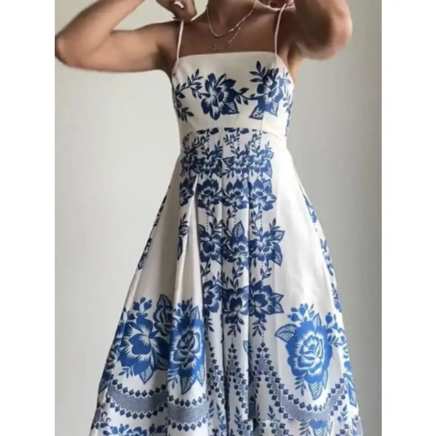 Easy Printed Spaghetti Strap Maxi Dress