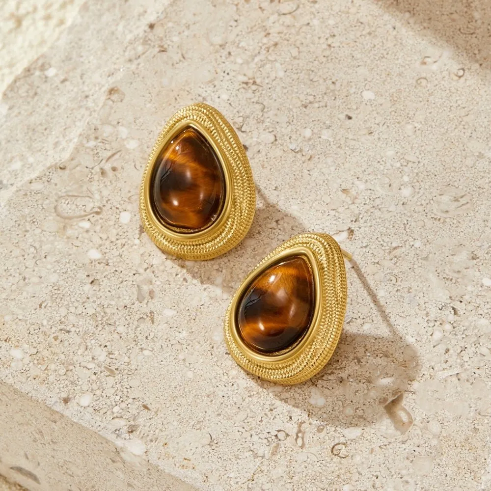 Tiger Eye Teardrop Earrings