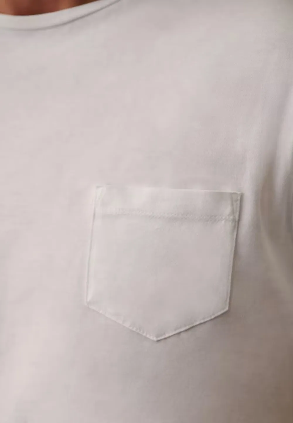 White Pocket Crew Neck Everyday Basic T-Shirt