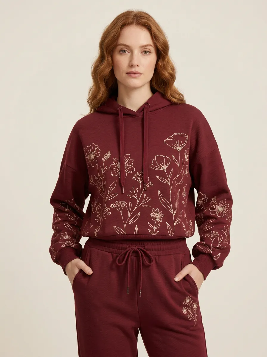 Women's Sage Green Drawstring Hood Dropped Shoulder Solid Hoodie & Pants Set