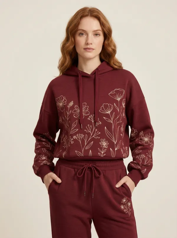 Women's Sage Green Drawstring Hood Dropped Shoulder Solid Hoodie & Pants Set