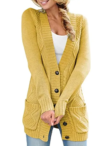 Women Open Front Cardigan Sweater Button Down Knit Sweater Coat