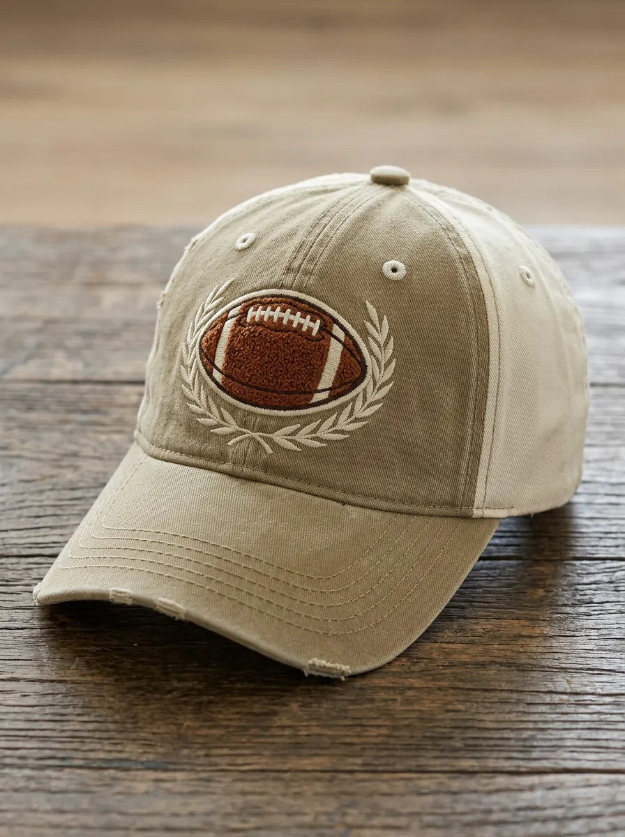Unisex Football Lover Wreath Embroidered Distressed Baseball Cap