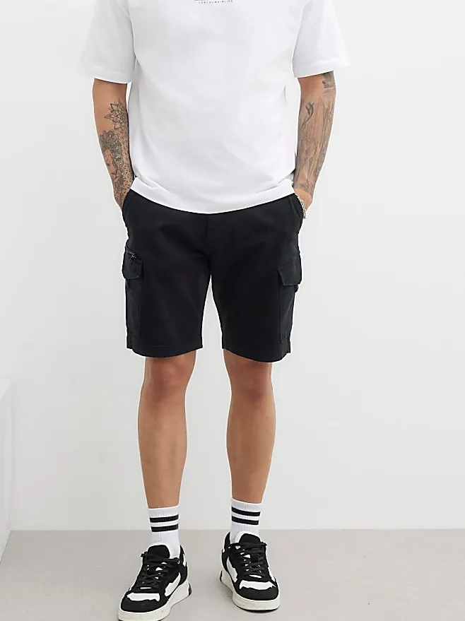 Men's Regular Fit Black Cargo Casual Shorts