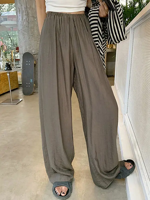 Women's High Waist Pleated Pocket Loose Fit Pants