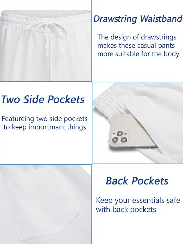 Casual Linen Blend Summer Trousers Pants