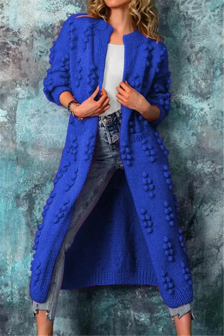  Long Textured Knit Cardigan