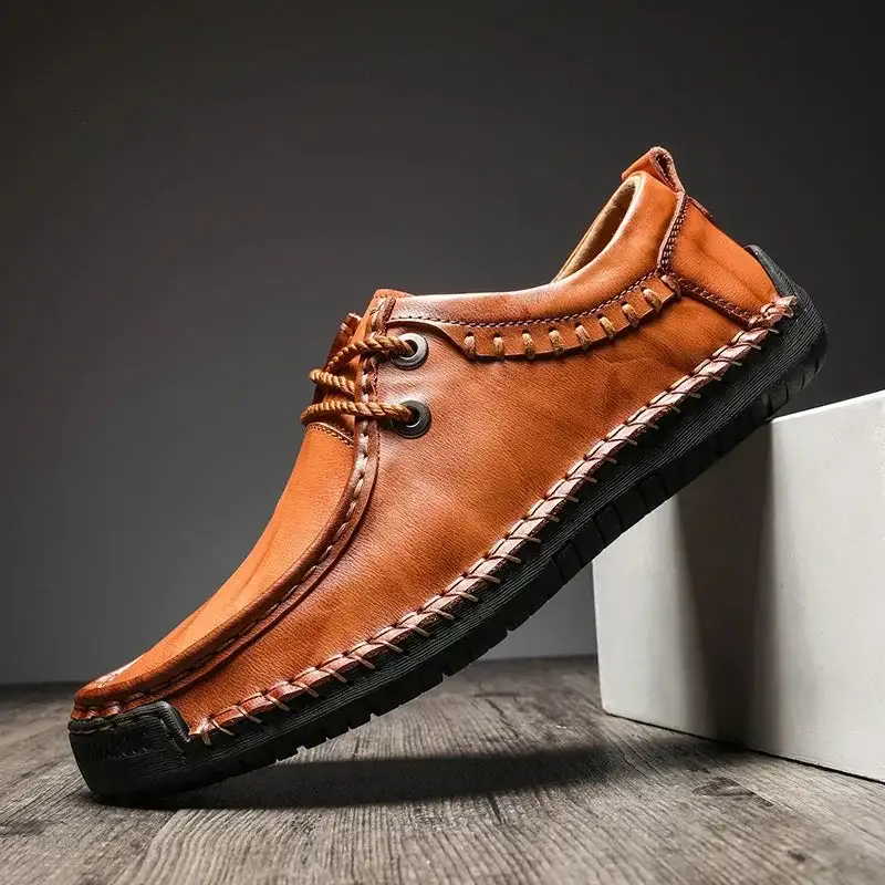 Hand-Stitched Leather Casual Loafers