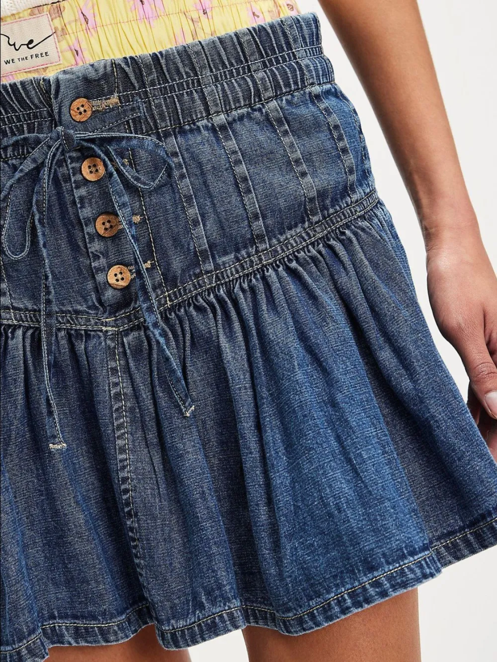 Ruffle Denim Mini Skirt