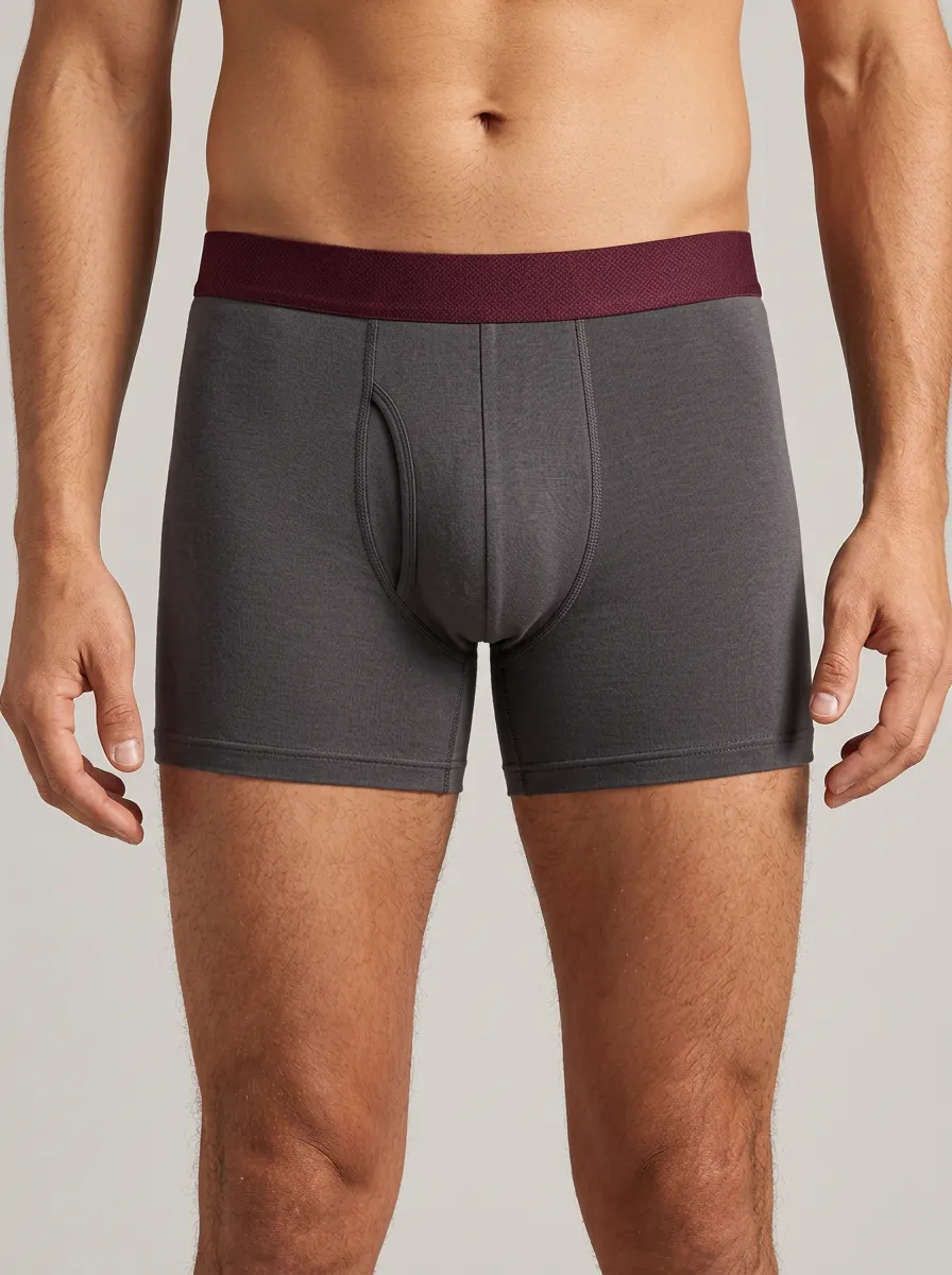 Men's Burgundy Waistband Boxer Briefs