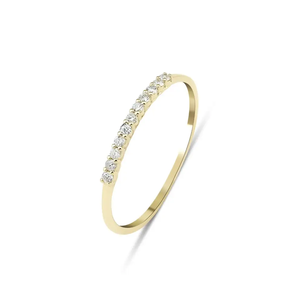Solid Gold Minimalist Diamond Wedding Band