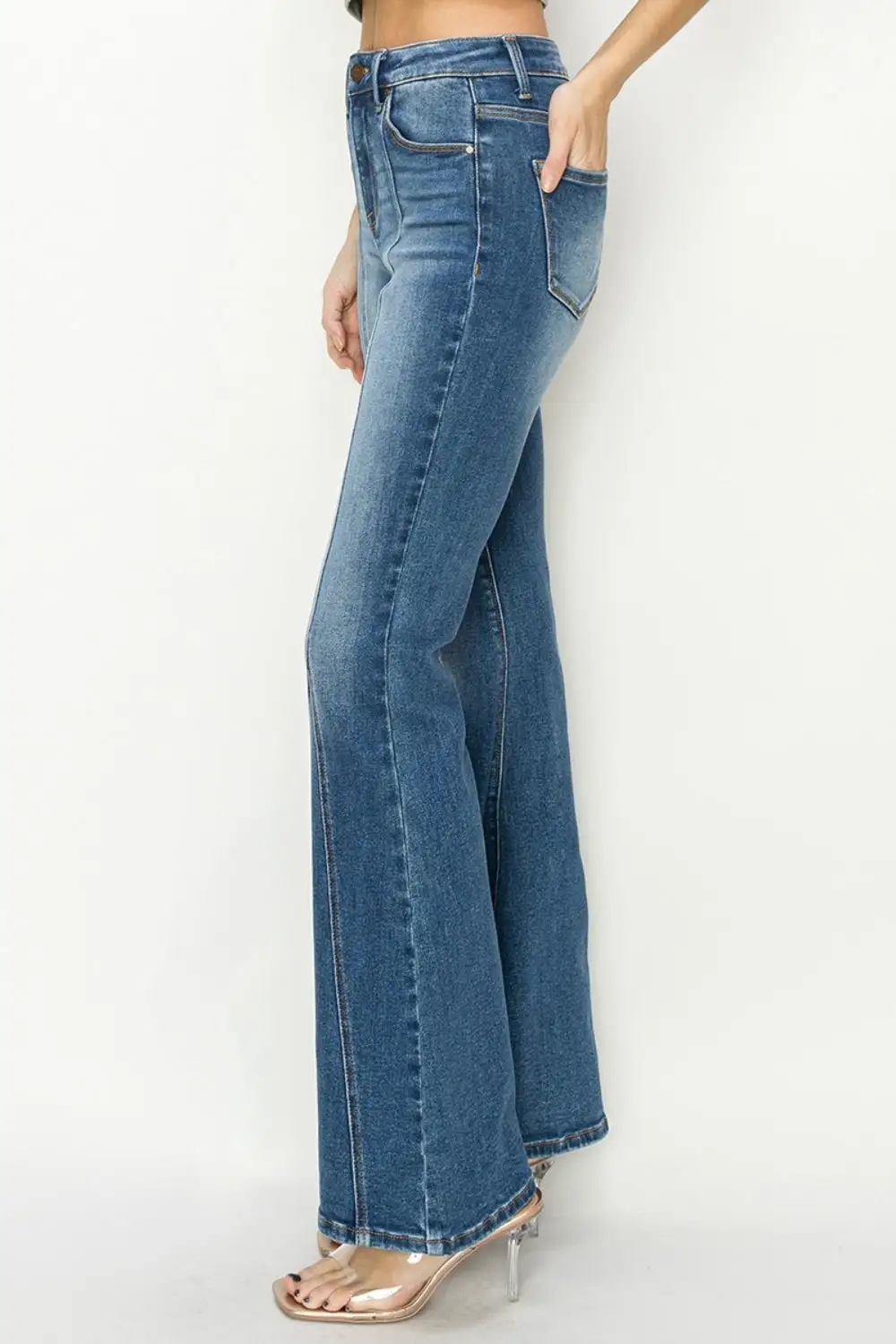 Relaxed High Waist Flare Leg Seam Denim Jeans