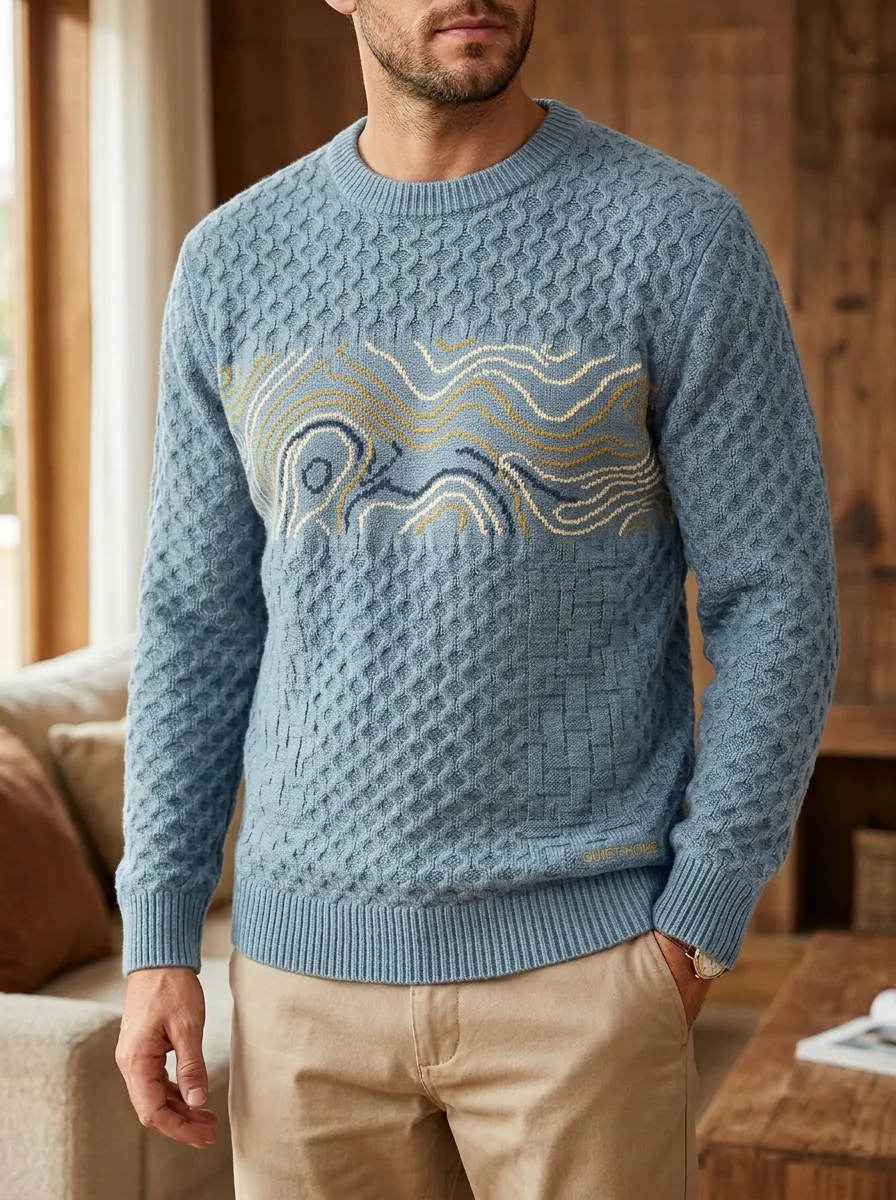 Men's Topographic Map Crewneck Sweater