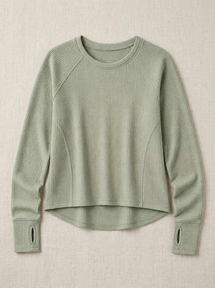 Women's Motion Waffle Knit Thumbhole Athletic Top