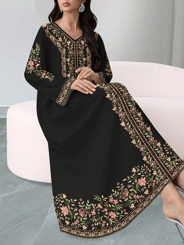 Floral Long-Sleeve Maxi Dress