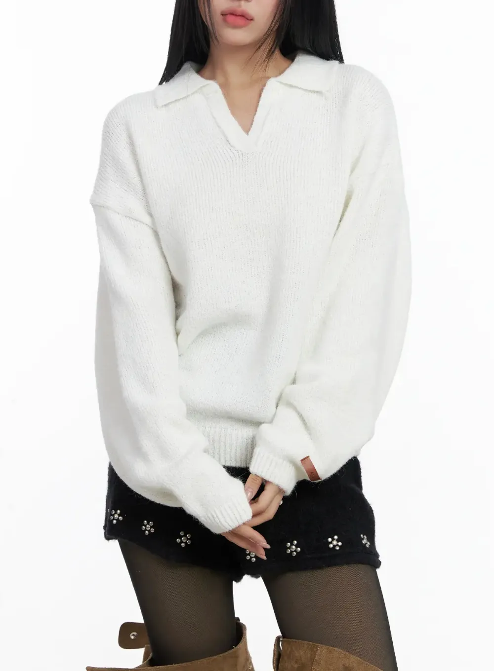 Oversized Collar Knit Sweater