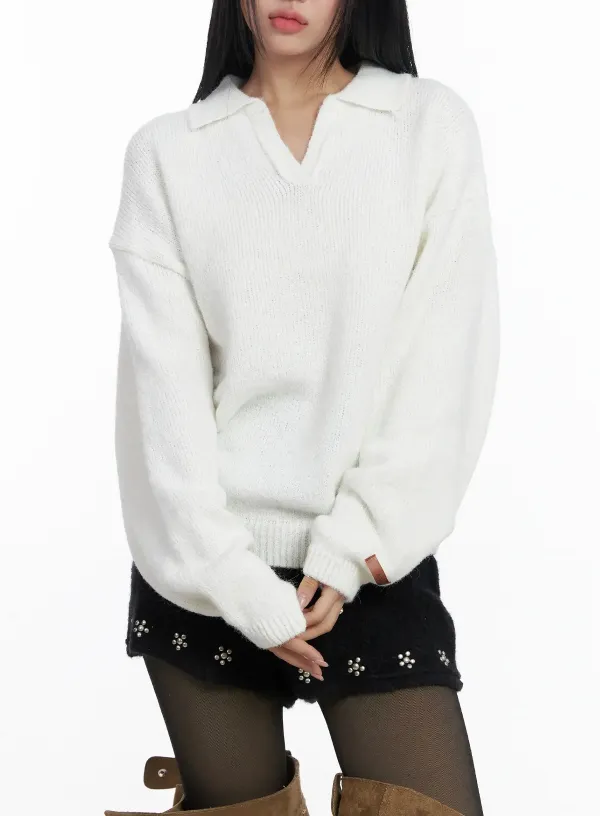 Oversized Collar Knit Sweater