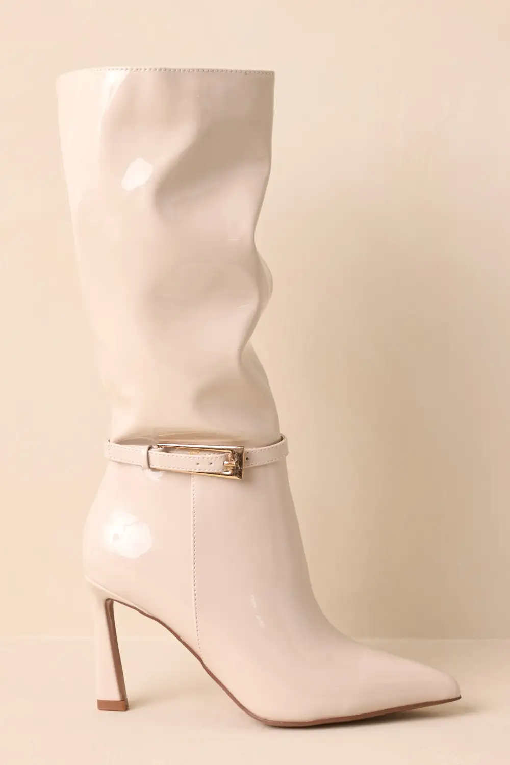 Structured Faux Leather Leather Boots
