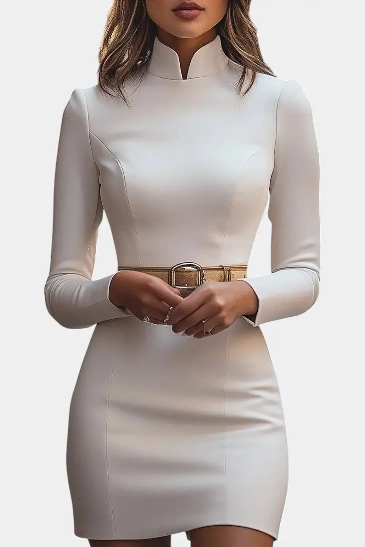 Mandarin-Collar Mini Dress