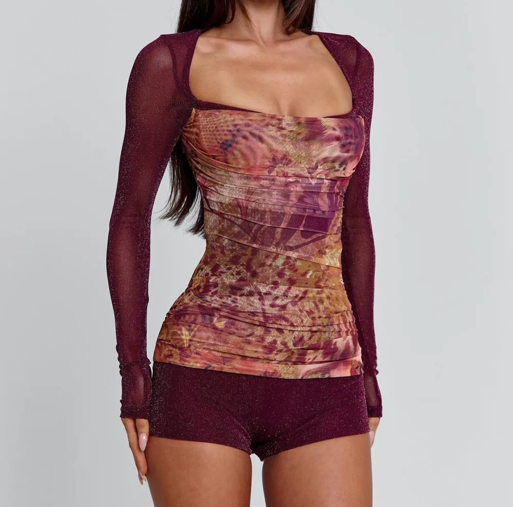 Printed Open Back Mesh Playsuit