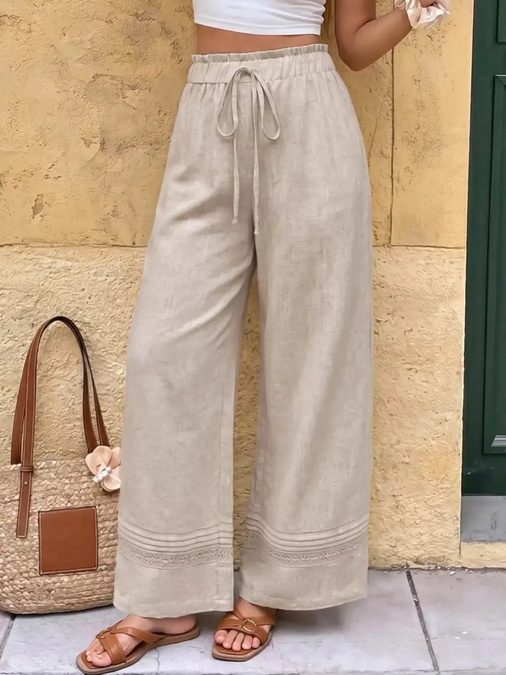 Everyday Casual Drawstring Wide Leg Pants