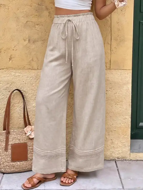Everyday Casual Drawstring Wide Leg Pants