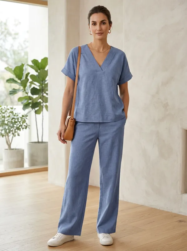 Polished Women's V-Neck Casual Lounge Set